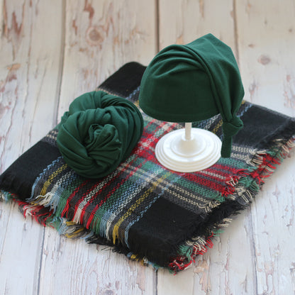 Avezano Newborn Christmas Hat Wrap And Blanket Set For Photoshoot