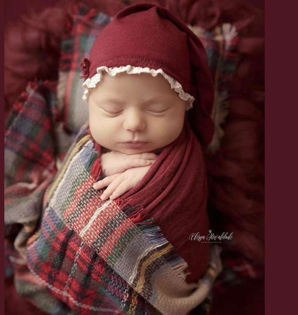 Avezano Newborn Christmas Hat Wrap And Blanket Set For Photoshoot