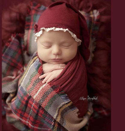 Avezano Newborn Christmas Hat Wrap And Blanket Set For Photoshoot