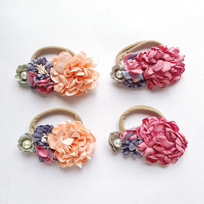 Avzeano Handmade Pearl Floral Newborn Headband Prop