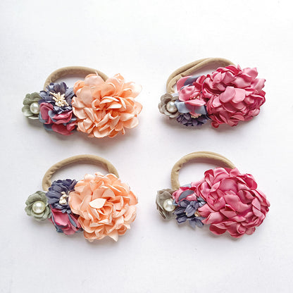 Avzeano Handmade Pearl Floral Newborn Headband Prop