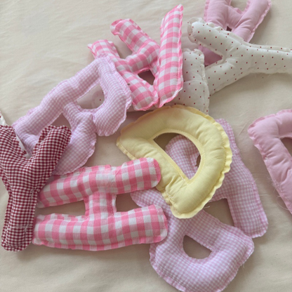 Avezano Pink Colorful Plaid Cloth Birthday Letter Signs Photography Props