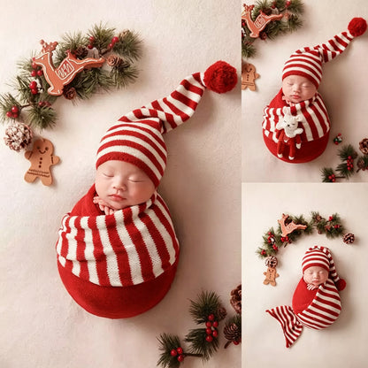 Avezano Newborn Christmas Swaddle Set Photography Props
