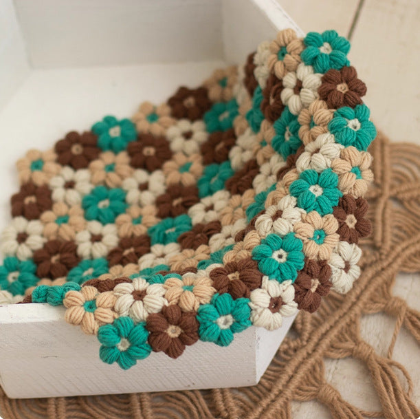 Avezano Hibiscus Hand Knitted Blanket Newborn Photography Prop