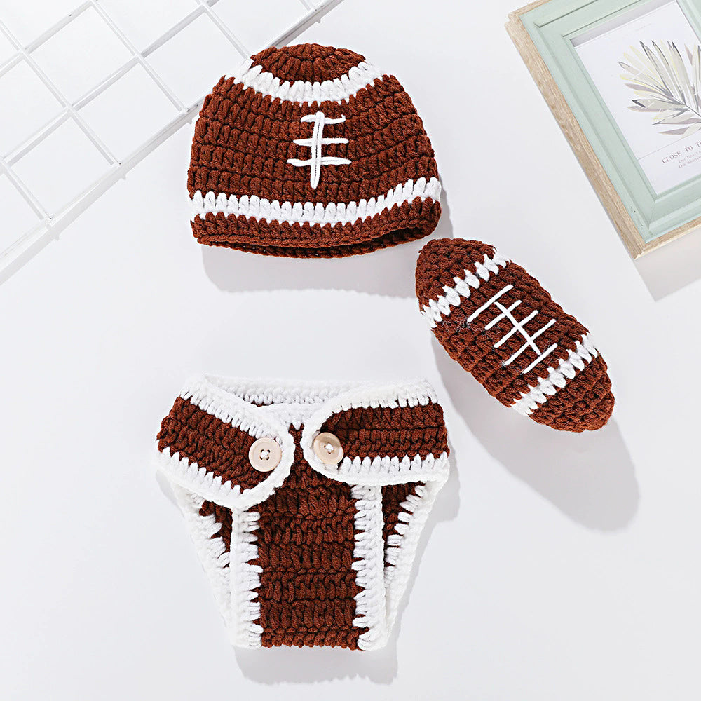 Avezano Newborn Hand Crocheted Football Player Themed Photography Prop Set