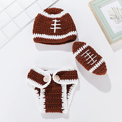 Avezano Newborn Hand Crocheted Football Player Themed Photography Prop Set