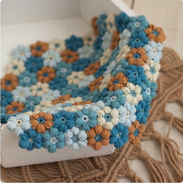 Avezano Hibiscus Hand Knitted Blanket Newborn Photography Prop