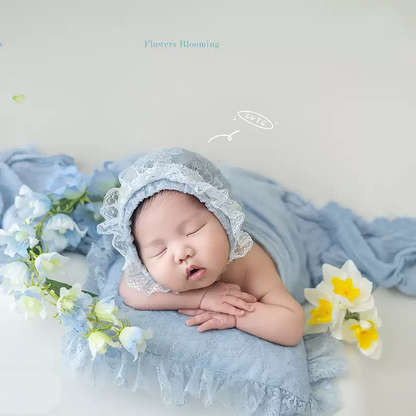 Avezano Newborn Blue Swaddle and Hat Photography Props Set