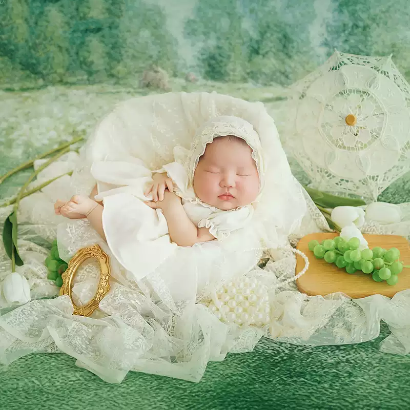 Avezano Vintage Oil Painting Style Baby Moon Photoshoot Tulle Outfit Props