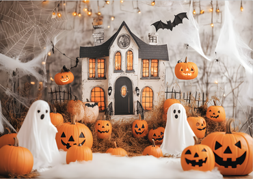 Avezano Vintage Halloween House and Decor Backdrop for Photography
