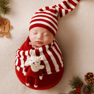 Avezano Newborn Christmas Swaddle Set Photography Props