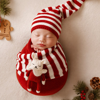Avezano Newborn Christmas Swaddle Set Photography Props