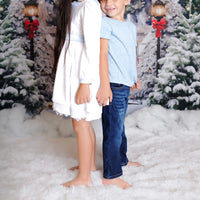 Avezano Wooden Door and Christmas Tree Photography Backdrop