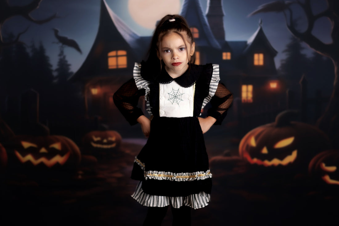 Avezano Halloween Pumpkin Castle Black Backdrop for Photography