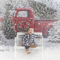 Avezano Christmas Tree Farm and Pickup Trucks Backdrop for Photography