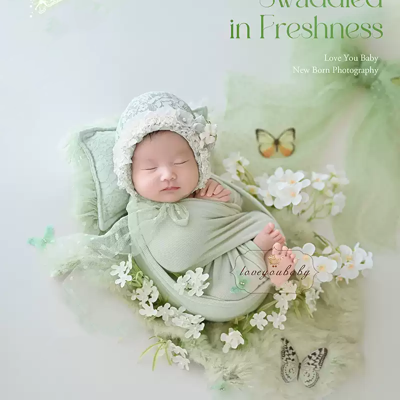 Avezano Spring Forest Style Newborn Swaddle & Hair Accessory Photography Theme
