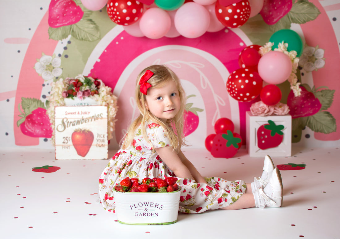 Avezano Pink Strawberry Little Rainbow Photography Backdrop Designed By Christy Faulkner
