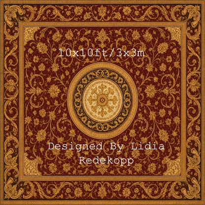 Avezano Burgundy and Gold Ornate Rug Photography Backdrop Designed By Lidia Redekopp