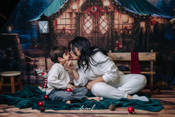 Avezano Christmas Cabin in the Woods Photography Backdrop