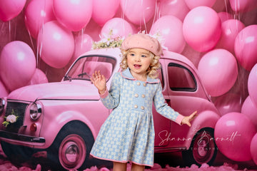 Avezano Valentine's Day Pink Car Balloon Cake Smash Birthday Photography Backdrop Designed By Polly Ro Design