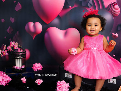 Avezano Black Pink Love Backdrop For Valentine'S Day Photography