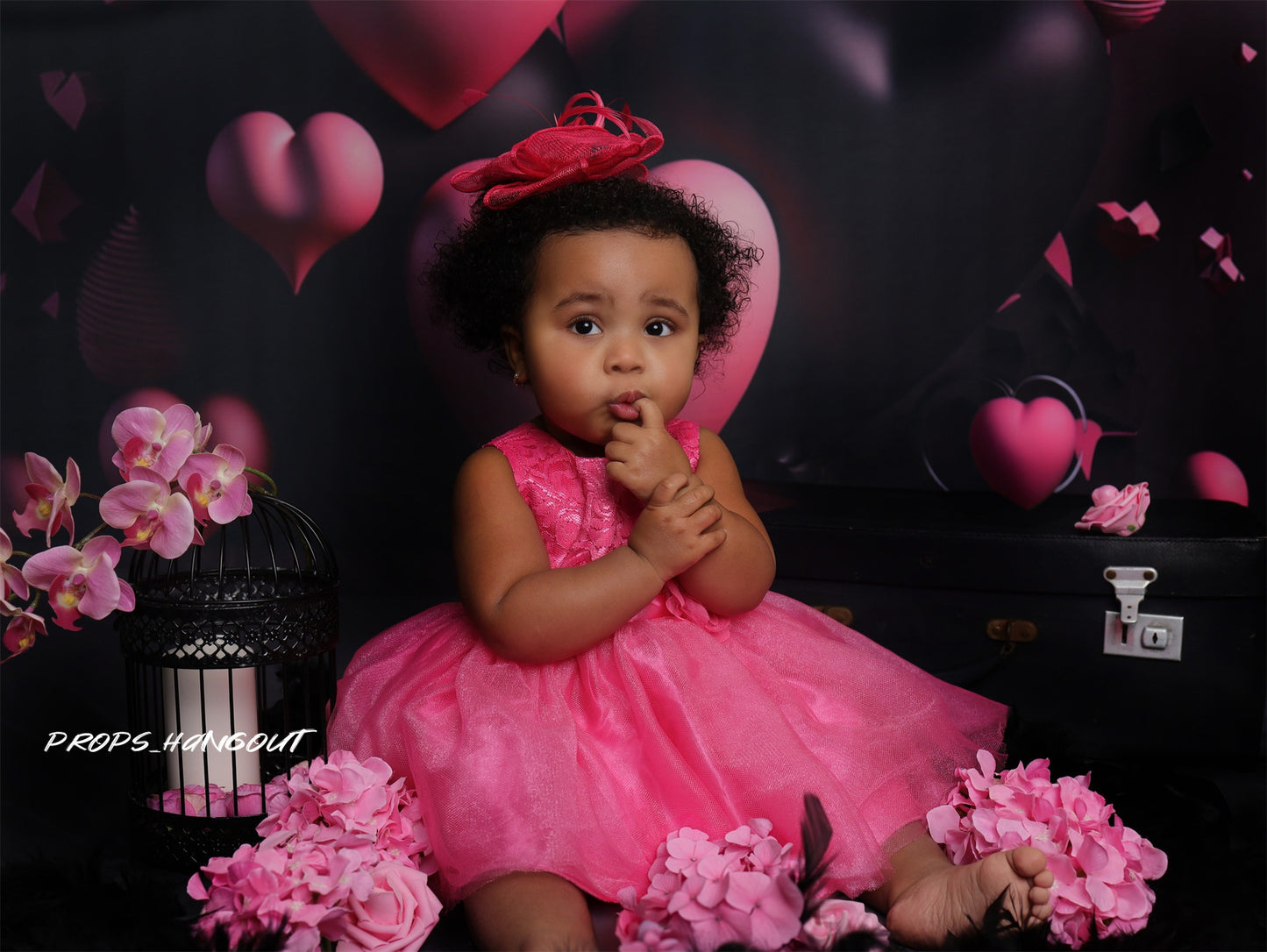 Avezano Black Pink Love Backdrop For Valentine'S Day Photography