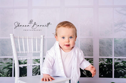 Toile de fond pour photographie des fenêtres de la Maison Blanche d'Avezano conçue par Polly Ro Design