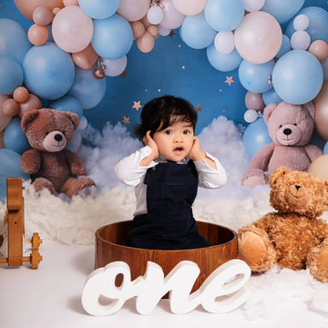 Avezano Blue Balloon Arch and Teddy Bear Photography Background