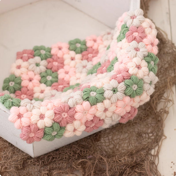 Avezano Hibiscus Hand Knitted Blanket Newborn Photography Prop