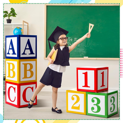 Avezano ABC & 123 Boxes Graduation Back to School Party Decorations