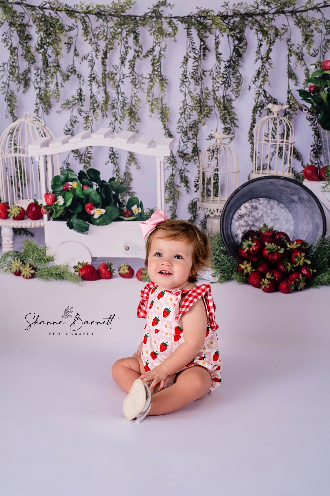 Toile de fond pour photographie sur le thème des fraises d'Avezano conçue par Angela Forker