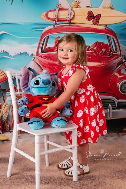 Toile de fond pour photographie de fête sur la plage d'été d'Avezano avec soleil et parasols