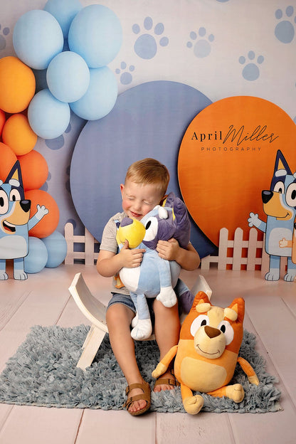 Avezano Bluey Theme Blue Yellow Balloon Photography Backdrop Designed By Polly Ro Design