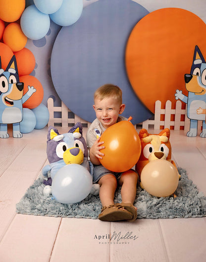 Avezano Bluey Theme Blue Yellow Balloon Photography Backdrop Designed By Polly Ro Design