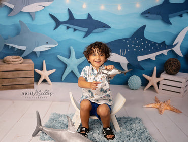 Avezano Shark and Ocean Elements Photography Backdrop Designed By Lidia Redekopp