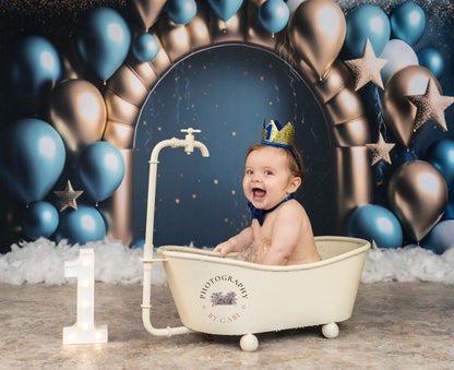 Avezano Gold and Blue Balloon Party Birthday Photography Background