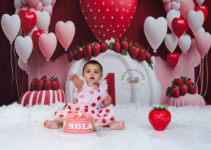 Avezano Premier Anniversaire Fraise Amour Ballon Fête Photographie Fond
