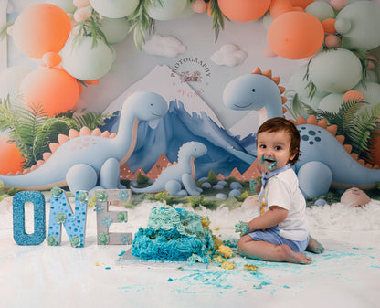 Toile de fond du modèle de dinosaures bleus d'Avezano conçue par Danyelle Pinnington