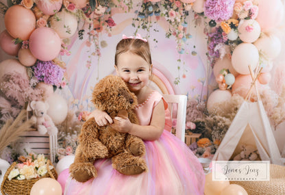 Avezano Purple and Pink Balloon Arch Cakesmash Photography Background