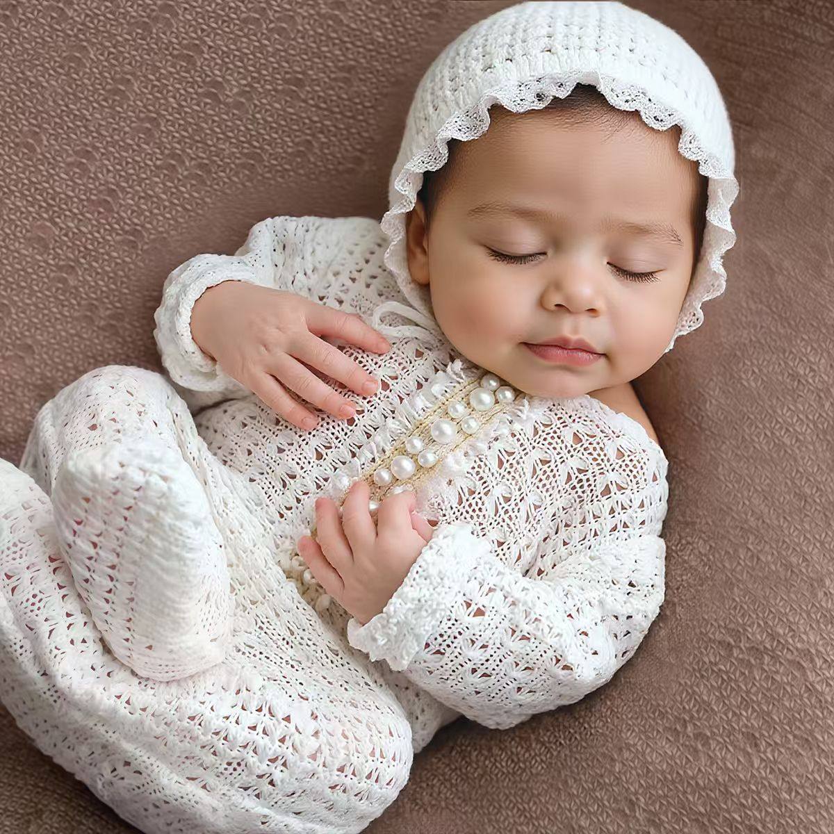 Avezano Knit Newborn Photo Outfit with Hat Photo Prop Set