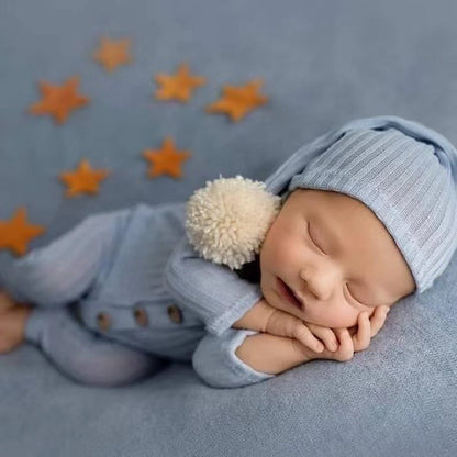 Avezano Knitted Newborn Photography Outfit Romper with Hat