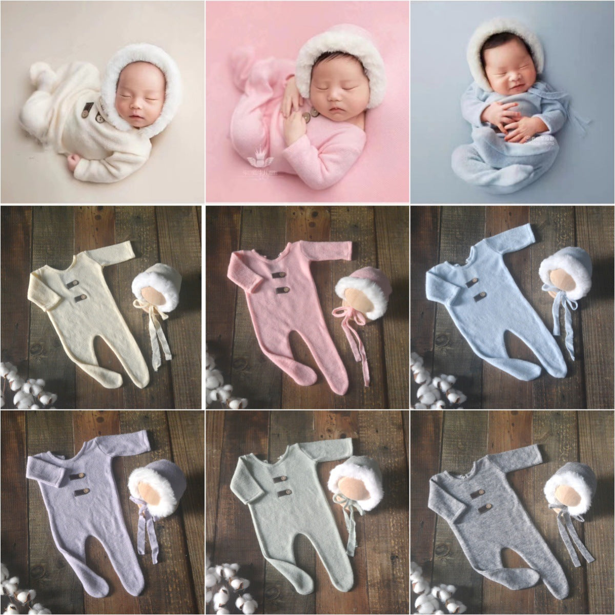 Avezano Faux Fur Newborn Hat And Romper Photography Prop