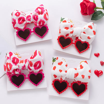 Avezano Kids Heart Sunglasses Bow Headband Set
