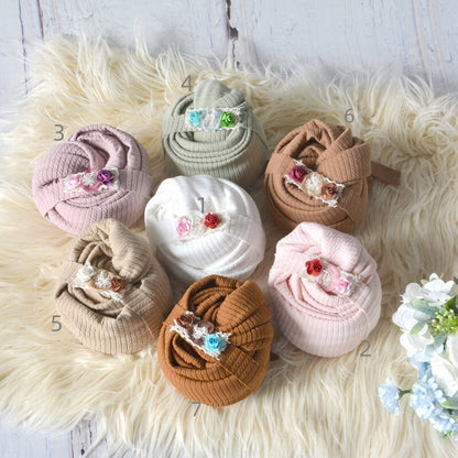 Avezano Stretchy Wrap Blanket and Pillow Newborn Photography Prop Set