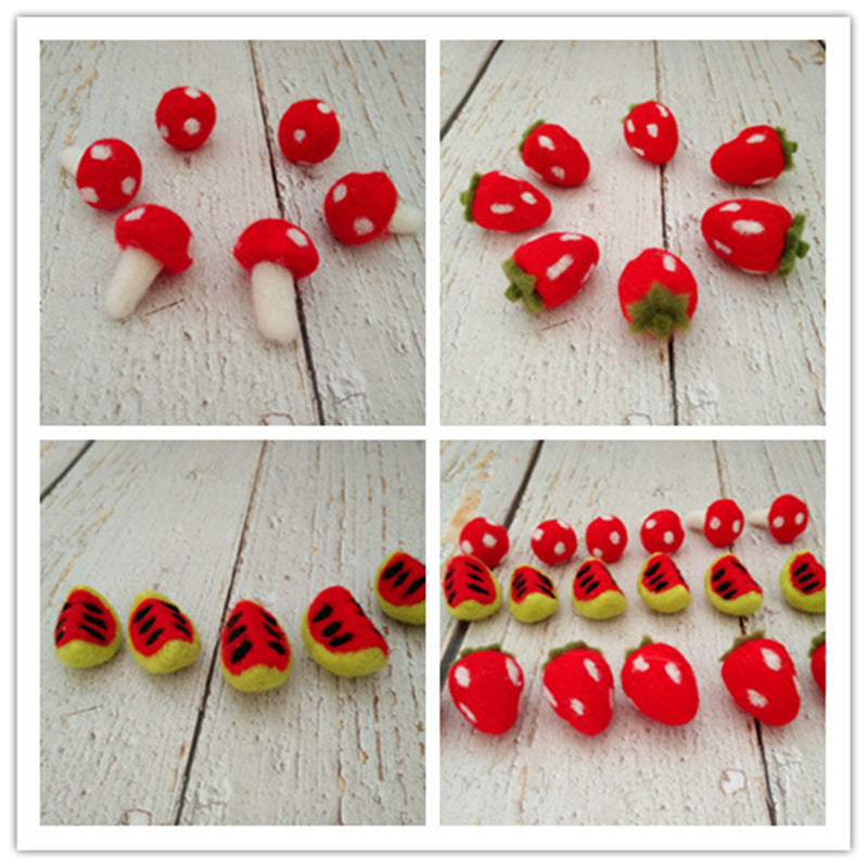 Avezano Felt Strawberry Mushroom Watermelon Plush Doll Baby Photography Accessories