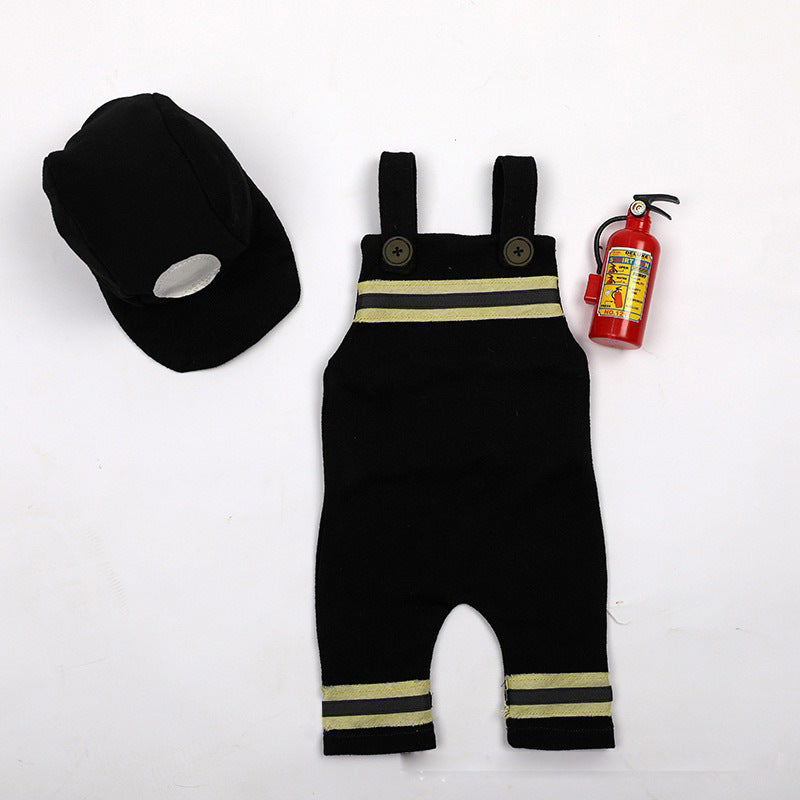 Newborn Firefighter Outfit Hat and Pants 2pcs Photo Prop