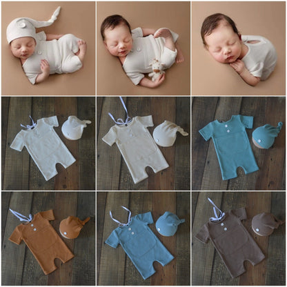 Avezano Newborn Photography Outfit Baby Romper Two Piece Set