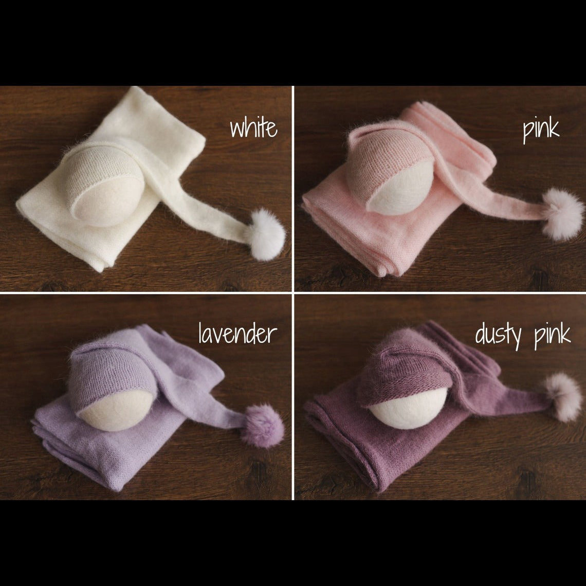 Avezano Newborn Knit Stretch Swaddle with Pom Pom Hat Photography Props