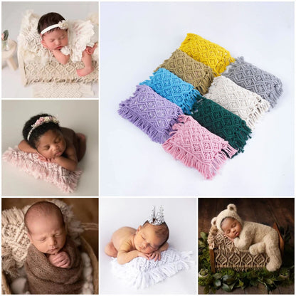 Avezano Hand Knit Tassel Pillow Newborn Photography Prop