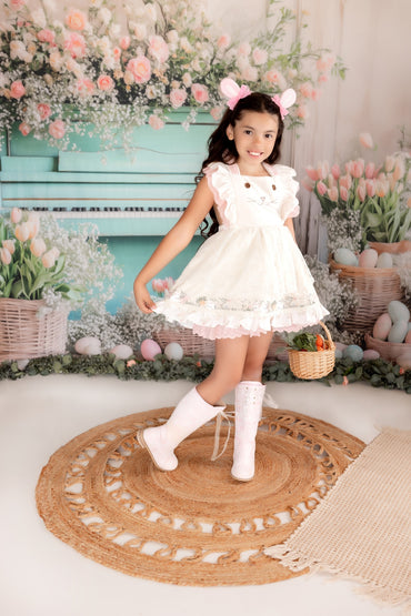 Avezano Easter Eggs Teal Piano And Beautiful Bright Flowers Photography Backdrop Designed By Polly Ro Design